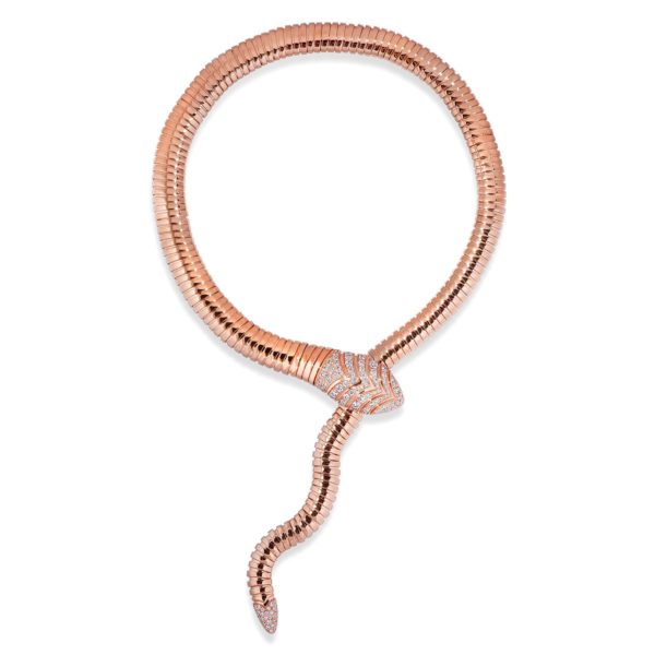 BVLGARI 18KRG Diamond SERPENTI Snake Necklace