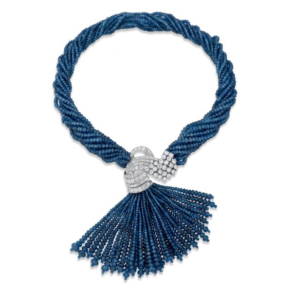 14KWG Diamond & Sapphire Bead Necklace