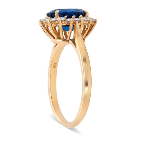 TIFFANY & CO. 18KYG Sapphire and Diamond Princess Di Style Ring - Image 2