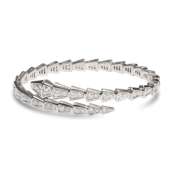 BVLGARI 18KWG Diamond One-Coil Slim SERPENTI Snake Bracelet