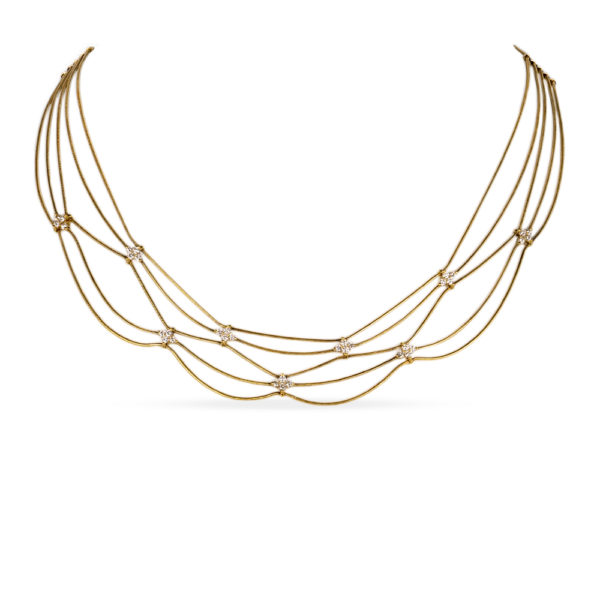 Jose Hess 18K YG Diamond Cluster Necklace