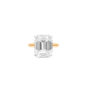 Yamron Collection 18K Two Toned Emerald Cut Diamond Ring
