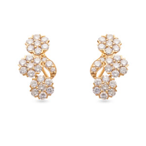 Yamron Collection 18K Yellow Gold Diamond Flower Cluster Earrings