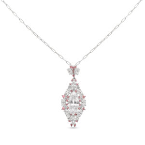 Yamron Collection 18K White Gold Diamond and Pink Diamond Pendant
