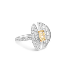 Yamron Collection 18K Two Toned Diamond and Yellow Diamond Ring