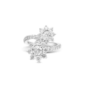 Yamron Collection Platinum Diamond Cluster Bypass Ring