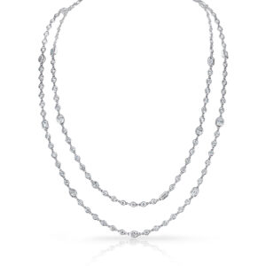 Rahaminov 18K White Gold Diamond By the Yard Necklace