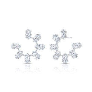 Rahaminov 18K White Gold Moval Diamond Circle Hoops