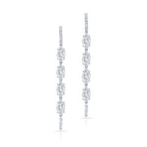 Rahaminov 18K White Gold Moval Diamond Chain Earrings