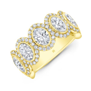 Rahaminov 18K Yellow Gold Oval Diamond Halo Band