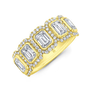 Rahaminov 18K Yellow Gold Emerald Cut Diamond Halo Band