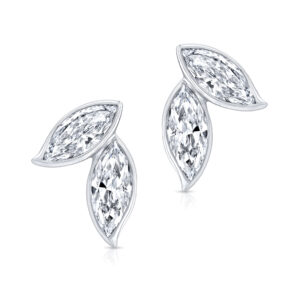 Rahaminov 18K White Gold Diamond Leaf Earrings