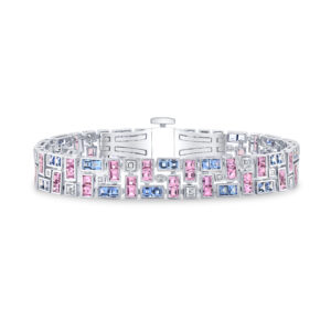Robert Procop Platinum Diamond Sapphire and Pink Sapphire Bracelet